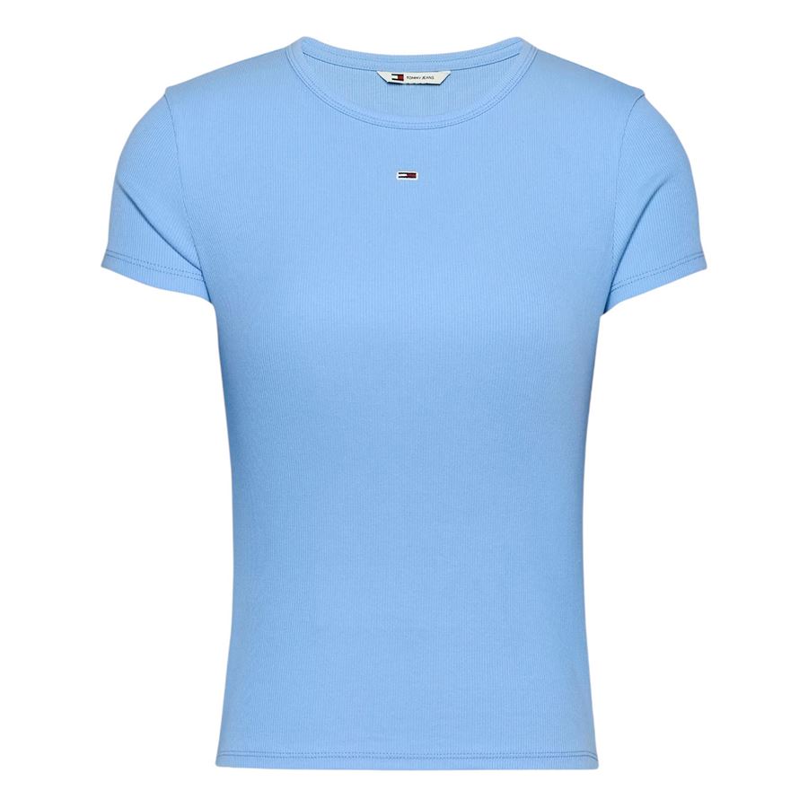 T-shirt slim fit a coste con scollatura rotonda da donna Tommy Jeans | DW0DW17383C12